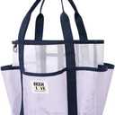 Mesh Beach Bag for Women Small Beach Tote Bag Sandproof Foldable Swim Pool Bag with 8 Pockets for Travel (Purple)