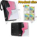 Trading Card Binder, 4 Pockets Card Holder, 55 Double Sided Removable Pages, 440 Card Sleeves, Toploader Binder, Portable Album Holder, Storage Box for Trading Cards (Pink Thunder)