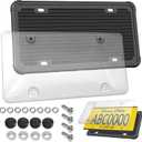Car License Plate Frame Cover- Clear Bubble Novelty Plate Cover with Silicone Car Tag Holder for US Plate, Unbreakable Protector for Front or Back Rear Plate Included Screws,Caps