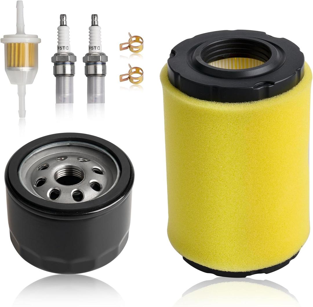 Tune Up & Oil Change Kit for John Deere 100 Series Tractor, Fits D105 D110 D125 D130 D140 E100 E140 S130 S140 Z315e Z335e, Maintenance Kit, Includes AM125424 Oil Filter & MIU14395 Air Filter