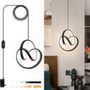 Sovinzert 3000~6000K Plug in Pendant Light Fixtures, Touch Switch Hanging Lamp Plug in Modern Pendant Lamp, Black Hanging Light for Kitchen Island, Bedroom, Dining Room, Living Room,1 Pack