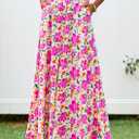 PRETTYGARDEN Women's 2025 Summer Flowy Wide Leg Palazzo Pants Dressy Casual Elastic High Waisted Pockets Boho Beach Trousers (Floral White Purple,Small) (S)