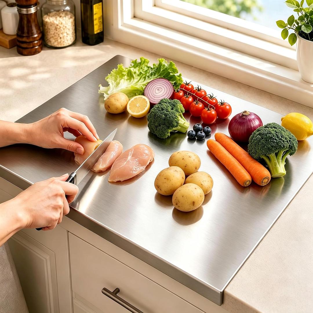 2 Pack,100% Pure Titanium Cutting Boards for Kitchen-Cutting Edge Hygiene & Durability, Double-sided food-grade Titanium Cutting Board For Meats Fruist And Vegetables.Easy to Clean,23.6 * 15.7