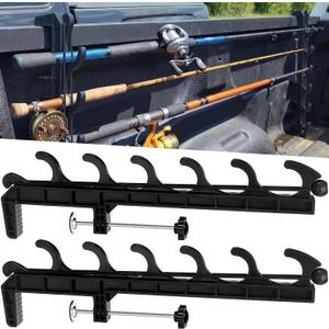 2 Sets Truck Bed Fishing Rod Holder, Holds 4 Rods, Fits 2.36" Thick Rails, Easy Install Kayak & Fly Rod Storage Rack