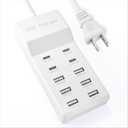 USB Charging Station with 6 USB-A and 4 USB-C Ports, 50W 10A USB Charger Block for Smart Phone, Tablet, Laptop, Multiple Devices - USB Power Strip with Auto-Detect Technology