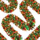 33Ft Christmas Tinsel Garland Thick Tinsel Garland Xmas Tree Decorations Green Red Gold Metallic Tinsel Twist Garland for Christmas, Birthday, Holiday Indoor Outdoor Party Supplies