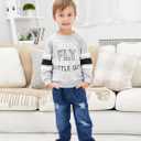 oklady Toddler Boy Clothes Colorblock Long Sleeve Letter Sweatshirts Top and Ripped Jeans Pants Boys Fall Winter Outfits 2-6T (Grey)