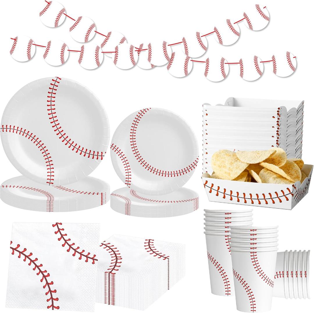 Baseball party Decorations - Baseball birthday Decorations,Plate, Cup, Napkin,Boats Paper Serving Tray, Birthday Party Decorations for Baseball Theme Party Serves 24 Baseball party Decorations - Baseball birthday Decorations,Plate, Cup, Napkin,Boats Paper Serving Tray, Birthday Party Decorations for Baseball Theme Party Serves 24