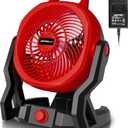 Battery Powered Fan for Milwaukee M18 18V Battery with AC Adapter (No Batteries), Up to 650 CFM Cordless Fans, Variable Speed Battery Operated Fan, Low Noise 30dB Portable & Jobsite Camping Fans (Red (Compatible with Milwaukee M18 Battery))