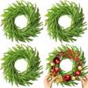 4 Pcs Christmas DIY Green Wreath 10 Inch Artificial DIY Faux Plain Wreaths Front Door Green Farmhouse Cabinets Indoor Outdoor Wall Decor(Norfolk Pine)