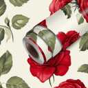 Red Rose Wallpaper Peel and Stick Vintage Floral Contact Paper Wall Paper Stick 17.7" x 118.1" Self Adhesive Vinyl Wall Covering for Bedroom Wedding Backdrop Decor