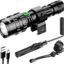 NAKCNM Tactical Flashlight with Picatinny Rails Mount, 3000 Lumen Weapon Light Rechargeable 5 Modes, Remote Pressure Switch Included for Hiking Outdoor Activities