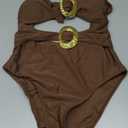 Milumia Women's Metal Ring One Piece Swimsuit Cut Out Strapless Bandeau Bathing Suits, Size: S