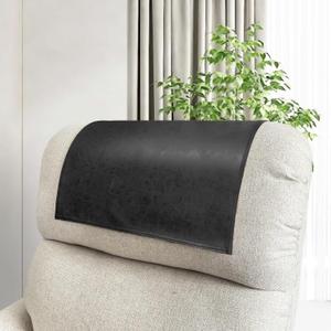 molasofa Non-Slip Faux Leather Headrest Protector for Recliner Chair, Headrest Cover for Furniture Slipcovers - Vinyl Head Protector - Theater Seat Cover for Home & Office (17x27in, Thick Black)
