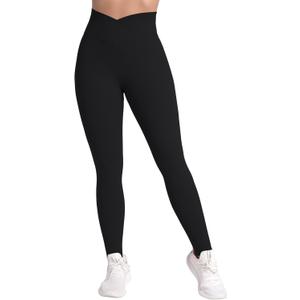 Sunzel Sunlissia Hidden Butt Lifting Scrunch Workout Leggings for Women Crossover High Waist Yoga Pants with Tummy Control (Medium, Black)