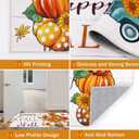 Ileading Fall Kitchen Rugs Set - 3 Piece Mats with Non Slip Backing, Washable Runner for Sink, Laundry, Hallway & Indoor Decoration (Striped Pumpkins)