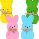 2 x Easter Decor,4Pc Spring Decorations for Home,Wooden Ornament Colorful Bunny Shape,Suitable for Multi-Layer Pallets in Indoor Offices Home Decorations Rabbit Decor