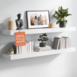 Homeforia 36 Inch Floating Shelves, High-End Solid Pine Wood, Set of 2