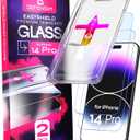 Defenslim Screen Protector for iPhone 14 Pro (2Pack), Easy Auto-Align Install Kit, 6.1" Tempered Glass, 9H Hardness, Ultra HD Clear, Case Friendly, EasyShield
