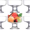 Kingrol 6 Pack Crystal Glass Dessert Bowls, 6.5 oz for Ice Cream, Fruit, Pudding, Snack, Cereal, Nuts - Premium Serving Dishes, Mini Trifle Bowl