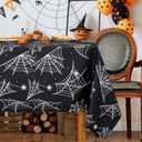 Square Halloween Tablecloth, 60 x 60 Inch Waterproof Spider Web Table Cloth, Washable Table Cover for Party Picnic Dinner Decor