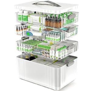 ARSTPEOE 4-Tier Medicine Organizer - Portable Medicine Cabinet with Handle