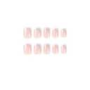 French Tip Press on Nails Short Square Fake Nails Colorful False Nail with Design Glossy Full Cover Nude Glue on Nails Artificial Acrylic Nail Cute Stick on Nail for Women Girls Manicure 24pcs (style02)