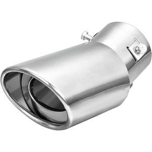 Stainless Steel Car Exhaust Tip, 2.5" Inlet 3.4" Outlet Chrome Tail Throat Pipe Exhaust Muffler Pipe Tip Fit 1.5"- 2.25" Diameter Pipes, Exhaust Tailpipe Car Modification Accessory (Curved)