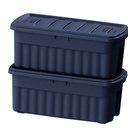 Rubbermaid ECOSense High-Top Storage Totes 28 Gal Pack of 4 Durable, Reusable, Large Plastic Storage Bins with Resting Hinged Lid, Made from Recycled Materials (Blue & Grey)