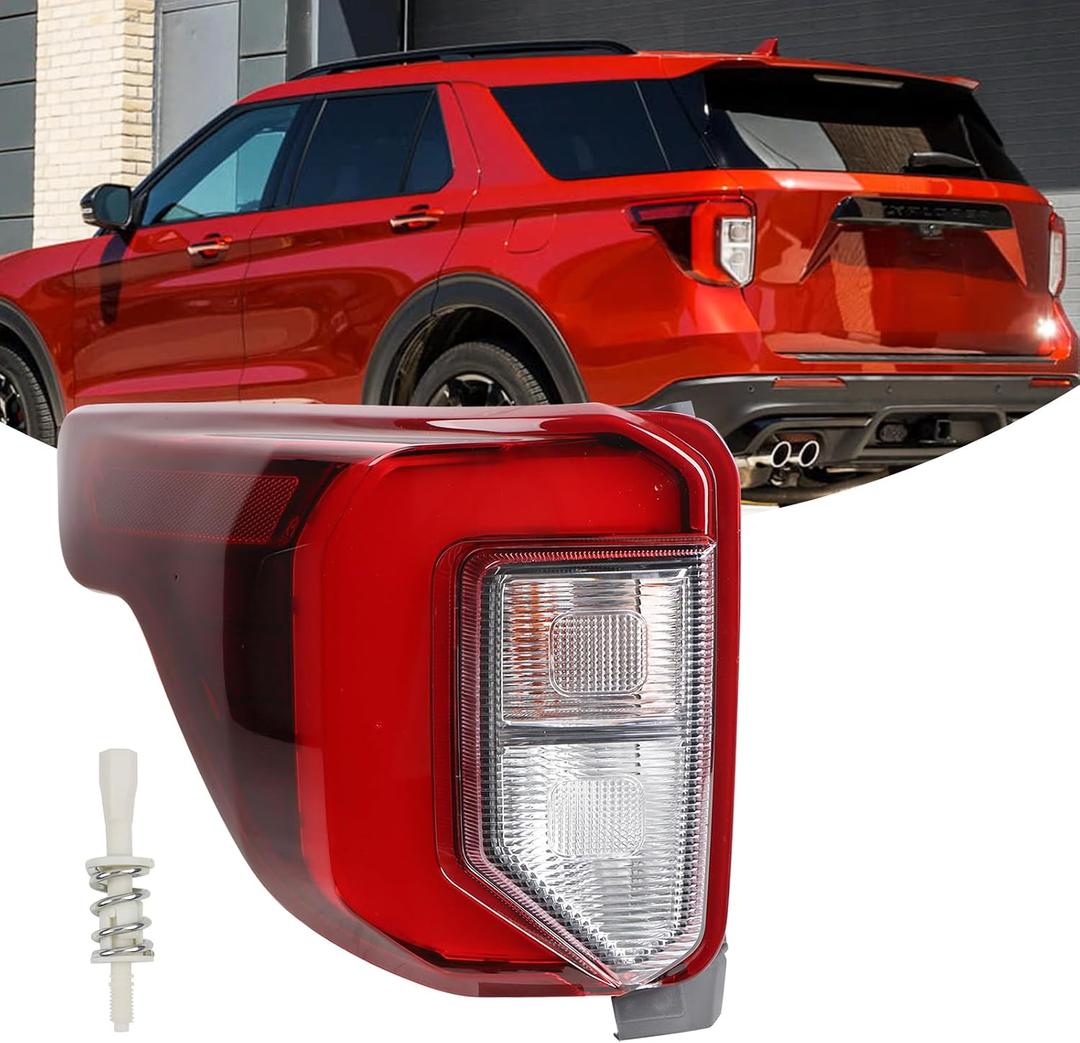 USA TYPE Tail light Black Housing W/Plastic Screw Stud Assembly Compatible with 2020-2023 Ford Explorer ST Rear Tail Lamp With Thread Left driver Side FO2800276 LB5Z-13405-G
