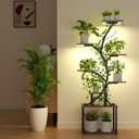 Plant Stand with Grow Lights, 8 Tiered Plant Stand Indoor, 62" Tall Metal Plant Flower Holder for Plants Multiple, Plant Display Rack Holder, Indoor Plant Shelf for Living Room, Garden, Patio