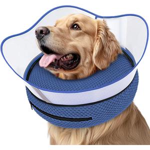 Supet Raised Inflatable Dog Cone Alternative Collars for After Surgery, Dog Donut Collar After Surgery, Soft Pet Cone for Small Medium Large Dogs to Stop Licking (L(Neck 12"-16"), Navy