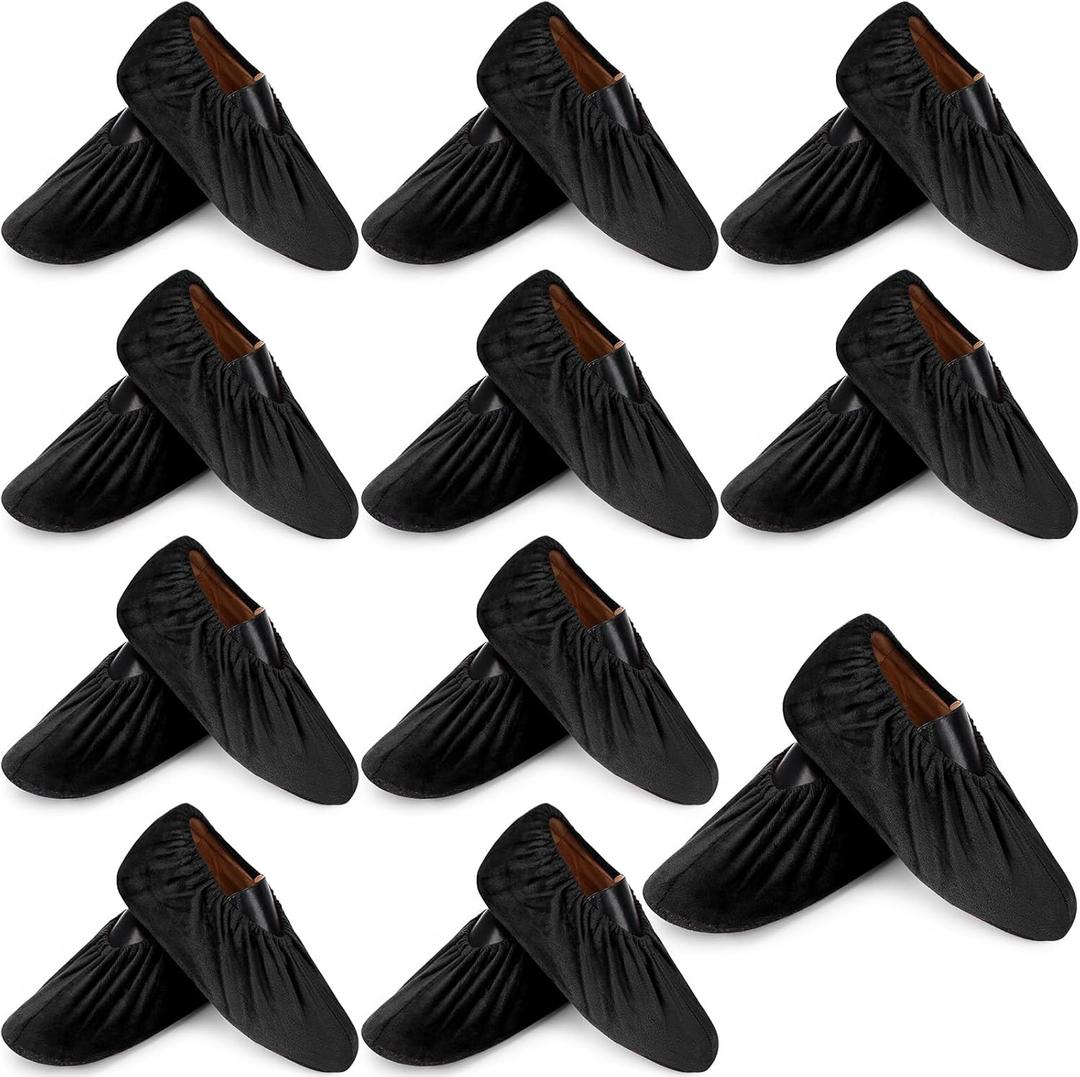 JaGely 11 Pairs Reusable Shoe Covers Non Slip Cloth Washable Thickened Bowling Shoe Covers for Indoors Men Women(Black)