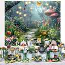 Enchanted Forest Backdrop Mushroom Butterfly Floral Fairy Tale 5x3ft | Wildflowers Fairytale Wonderland Garden Background Boy Girl Baby Shower Birthday Party Banner Decorations Photoshoot Props
