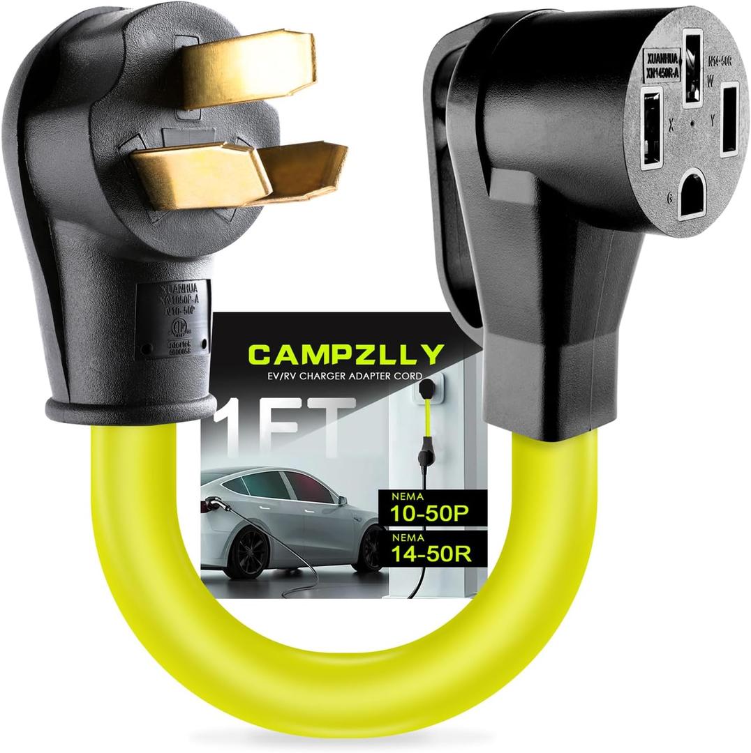 EV Charger Adapter Cord, NEMA 10-50P to 14-50R Adapter, 50Amp Plug to 4 Prong Female, Compatible with EV for Level 2 Charging, STW 6 Gauge, ETL Listed
