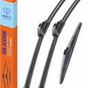 Silicone Windshield Wiper Blades with Rear Wiper Blade for Toyota Rav4 2013-2018 Hyundai Kona 2018-2022 Automotive Replacement Windshield Wipers for My Car - 26"+16"+10" (Set of 3)