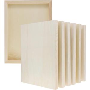 Bright Creations 6 Pack Unfinished 9x12 Wood Canvas Boards for Painting - Blank Deep Cradle (0.87 Inches Thick) - Wood Blanks Canvas Panel Boards - Wooden Signs for Crafts (Rect. 9x12in)
