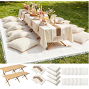 Novabright 20 Pcs Boho Picnic Set with Table Blanket Runner,Pillow Covers
Folding Wood Table, Fringed Blanket, Woven Runner, Ribbed Covers, Washable Cotton for Camping Wedding Outdoor