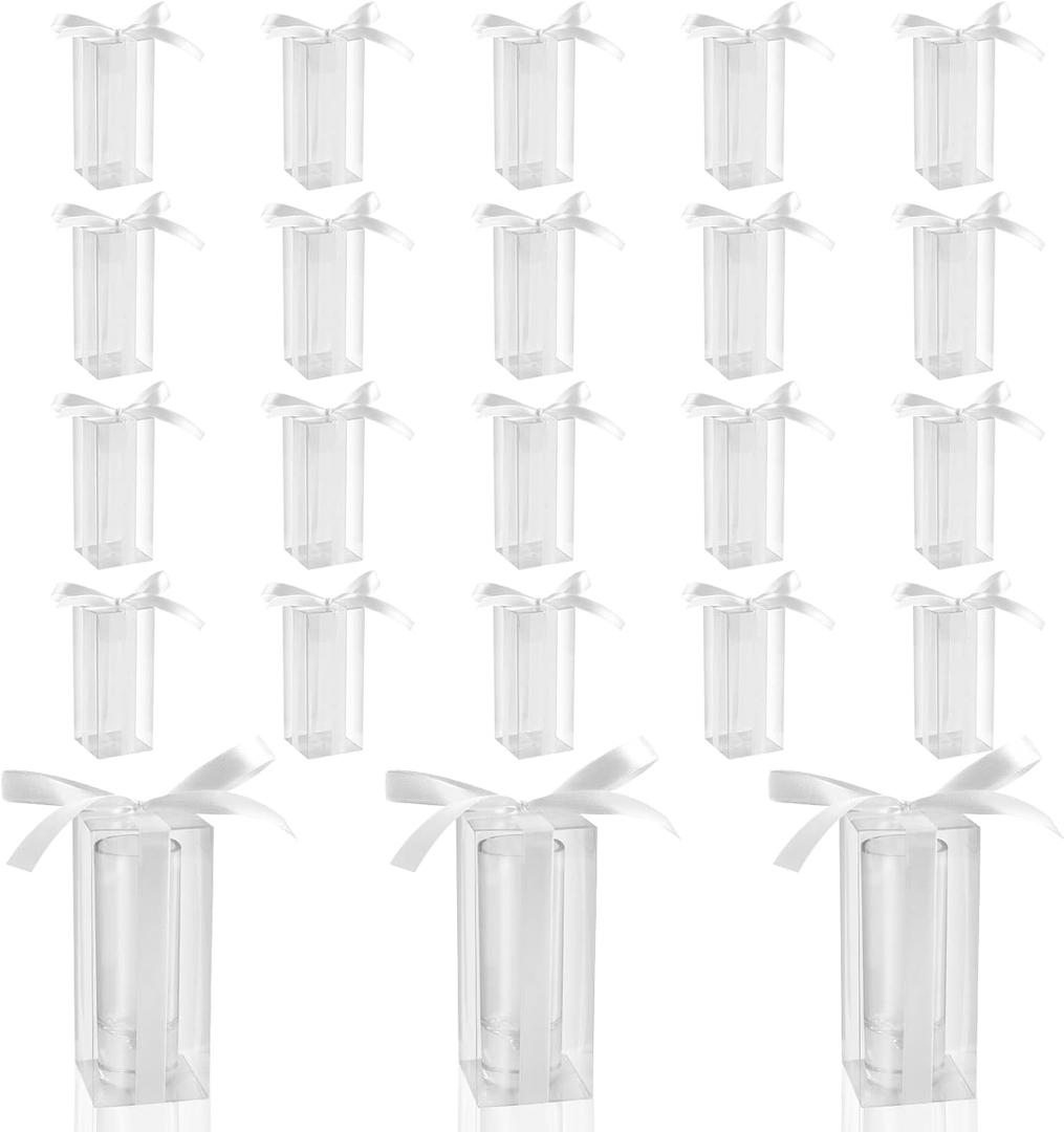 WANGDEFA 20 Pieces Shot Glass Gift Box Shot Glasses Boxes 1.971.974.7 Inch Shot Glass Favor Bags for Gifting Can Hold 2oz Glasses for Wedding Party Baby Shower (Not Included Glasses)