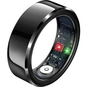 Lemolf Smart Rings, Fitness Tracker Ring, Heart Rate, Blood Oxygen, Stress, Step Tracker, Sleep Monitoring, Air Gestures, No Subscription Fee, IP68 Waterproof for iPhone&Android (Black, #10)