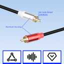 GELRHONR 2Pack RCA Splitter, 1 Male to 2 Male RCA Y Splitter Y Adapter Cable for Subwoofers, Home theaters, Speakers, HDTVs and More 30cm (1Male to 2 Male Black)