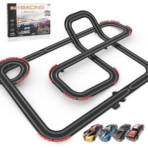 Slot Car Racing Track for Kids 1:43 Electric Powered 40Ft Big Race Tracks Set with 4 Cars and 2 Hand Controllers, Gift Toys for Boys Girls Children 6,7,8,9,10 Years Old