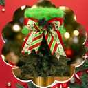 Elf Hat Christmas Tree Topper Green Furry Green Christmas Tree Decoration Velvet Hat with Ribbon Bow Xmas Trees Ornaments for Funny Holiday Winter Home Indoor Decor