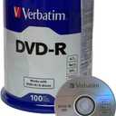 Verbatim DVD-R Blank 16X DVD-R DVR 4.7GB Logo Branded Recordable Media Disc, 100pk Spindle