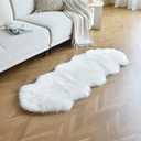 duduta White Faux Sheepskin Runner Rugs 2x6 ft, Fluffy Shag Bedroom Rug Fur Sofa Couch Covers Washable