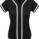 Womens Baseball Jersey Blank Button Down Softball Jersey Hip Hop Hipster Short Sleeve Sports Uniform