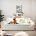 LiveGo Fuzzy Couch Covers for Pets, Couch Protector for Dogs Garden Chic Cotton Protective Couch Cover, Pet Mat Bed Couch Cover (Milky White, 70x150 cm/27.6x59.06 in)