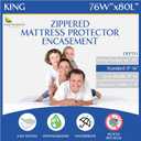 King Size Mattress Protector Bed Bug Waterproof Zippered Cover - Hypoallergenic Premium Quality Encasement Protects Against Liquids, Dust - Breathable, Noiseless White