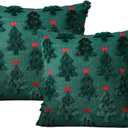 DONGKER Christmas Pillow Covers,2 PCS 17.72" x 17.72" Embroidered Holiday Decor Pillowcases with Invisible Zipper for Couch Bedroom Sofa Living Room(Without Pillow Insert)