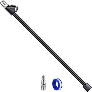 13'' Dual Head Air Chuck Set, Heavy Duty Extended Reach Tire Chuck w/Quick Plug for Semi Tire Inflation, 1/4" FNPT Straight Lock On Tire Inflate Chuck for Air Compressor Semi Truck RV Dually Tires (13'' - Zinc Alloy)